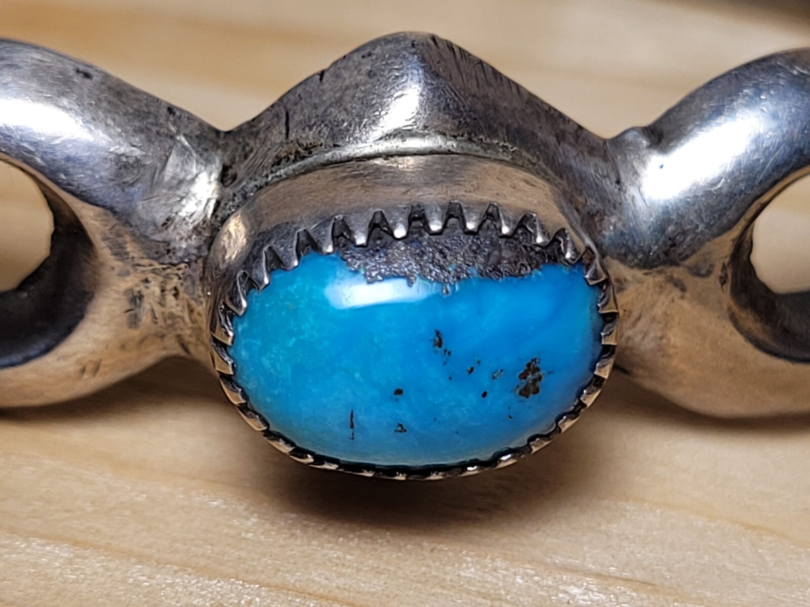 Tommy Moore Bisbee Manchette Vintage En Argent Sterling Avec Turquoise Et Turquoise De Navajo