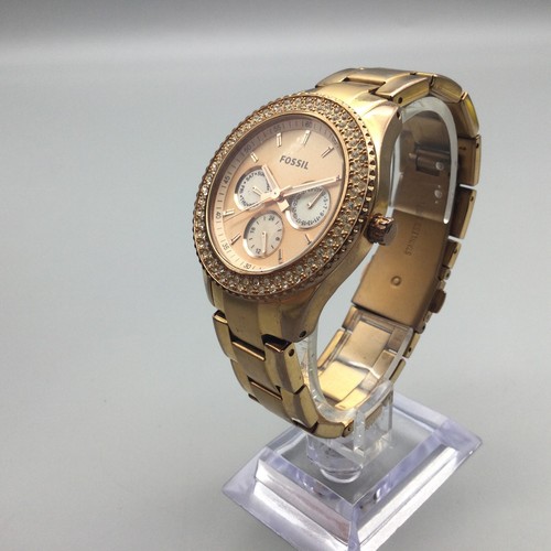 Orologio Fossil Stella Donna 38mm Tono Oro Rosa Cristalli Giorno Data Nuova Batteria 7" - Foto 4 di 13