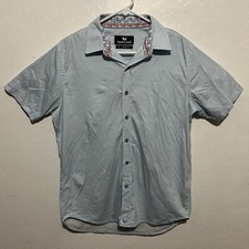 Butter Cloth Mens Medium Short Sleeve Button Up Shirt Blue Knit