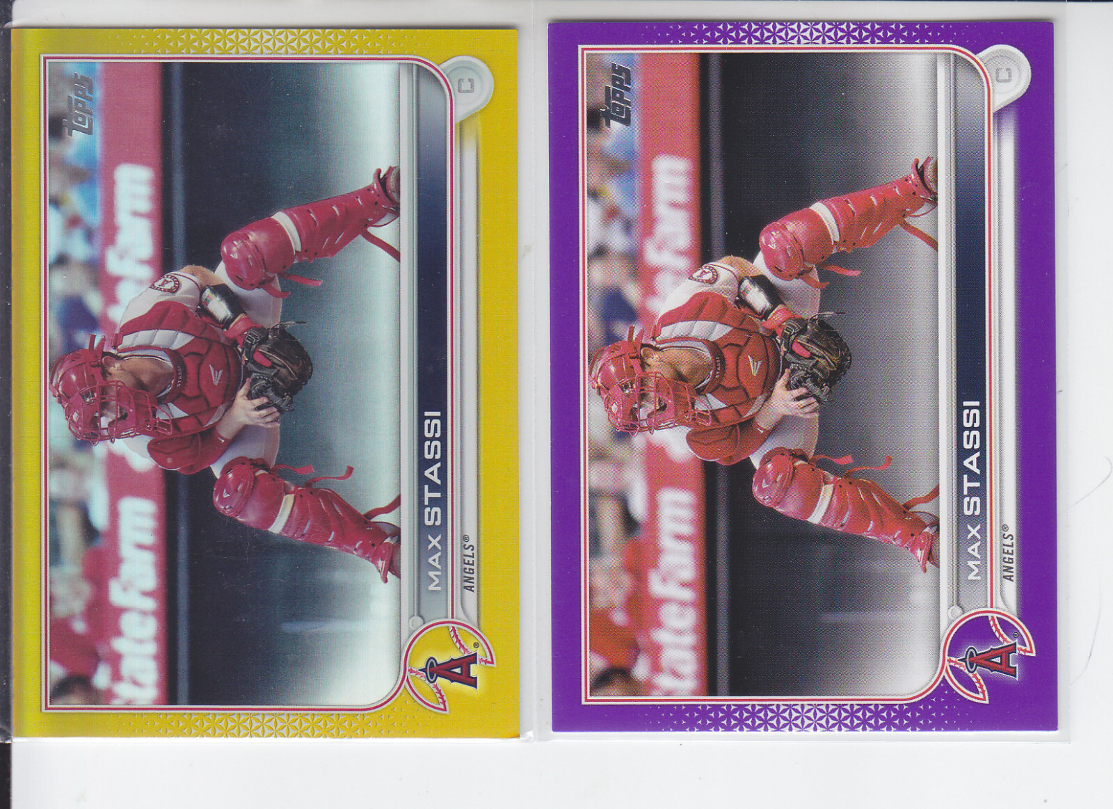 (2) 2022 Topps Series 2 Max Stassi Gold Foil + Meijer Purple Angels #609