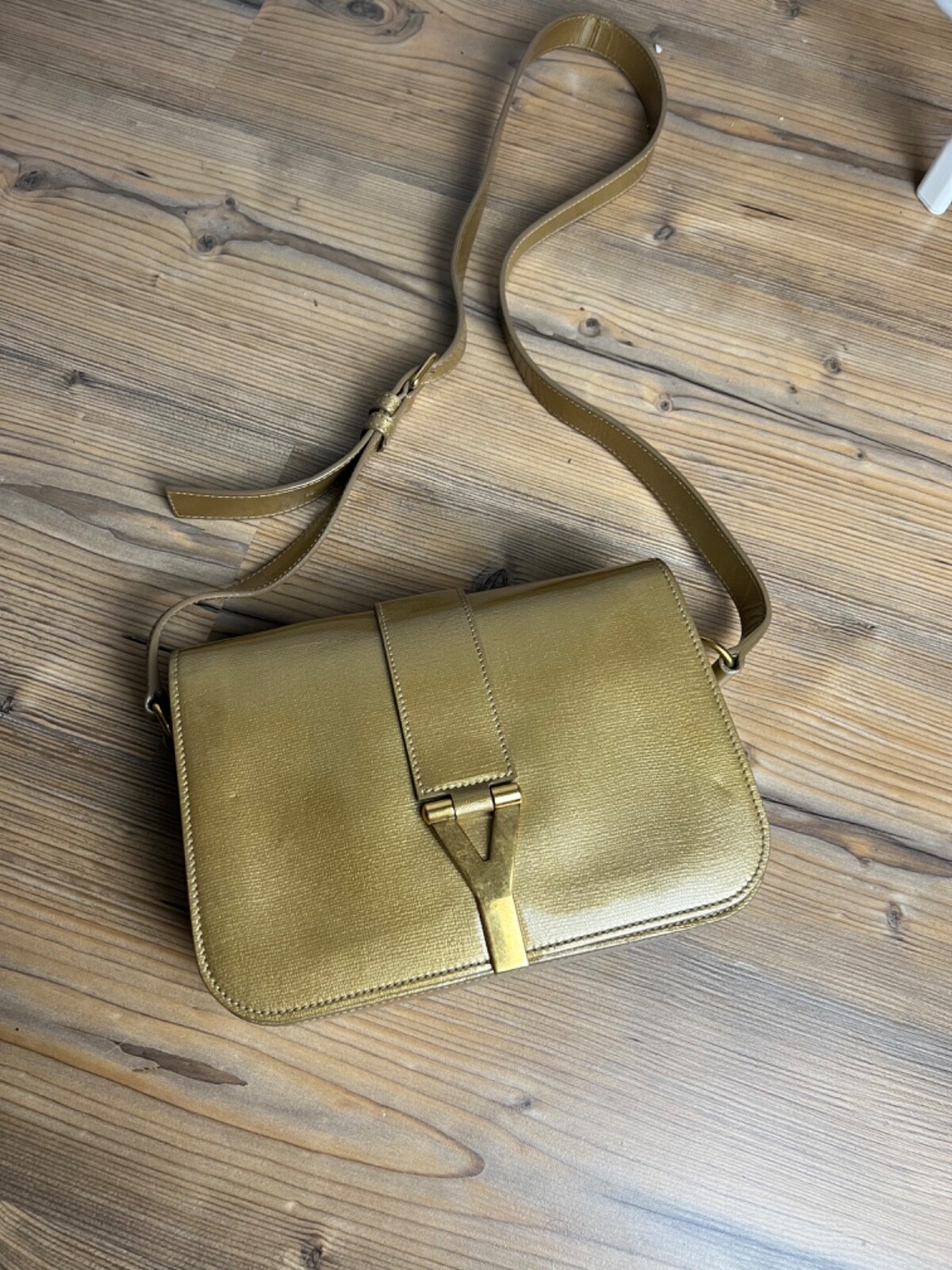 Borsa a tracolla YSL Saint Laurent con busta dorata laccata originale