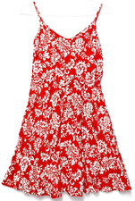 Gap Women's Dress Size Medium Sleeveless Red Floral Drawstring Waist Lined