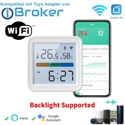Wifi Temperatur- und Feuchtigkeitssensor LCD Tuya IoBroker Display Monitor