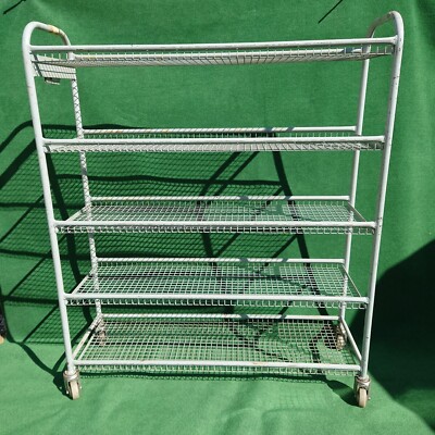 Shoe Rack on wheels Vintage Metal Industrial Heavy Duty UK