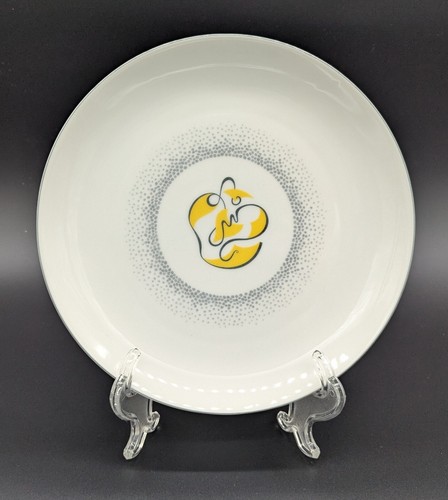 Arzberg Abstract Gray Five Dinner Plates Yellow Black MCM Germany Light Wear - Picture 2 of 7