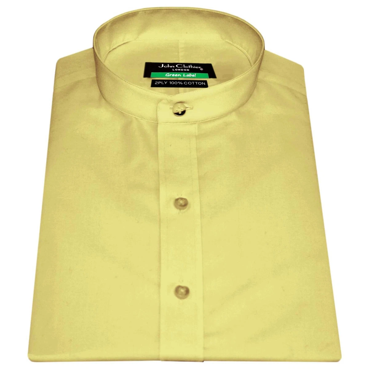 yellow grandad collar shirt