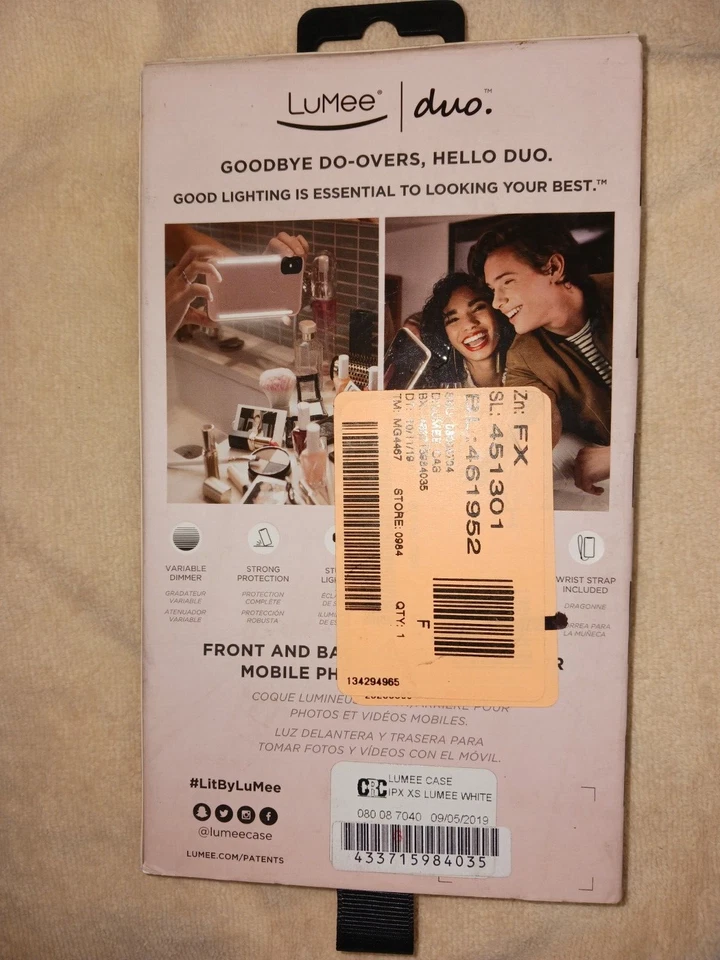 Funda LED LuMee Duo Selfie para iPhone X - Plateada/Blanca Mármol Foto 2 de 2