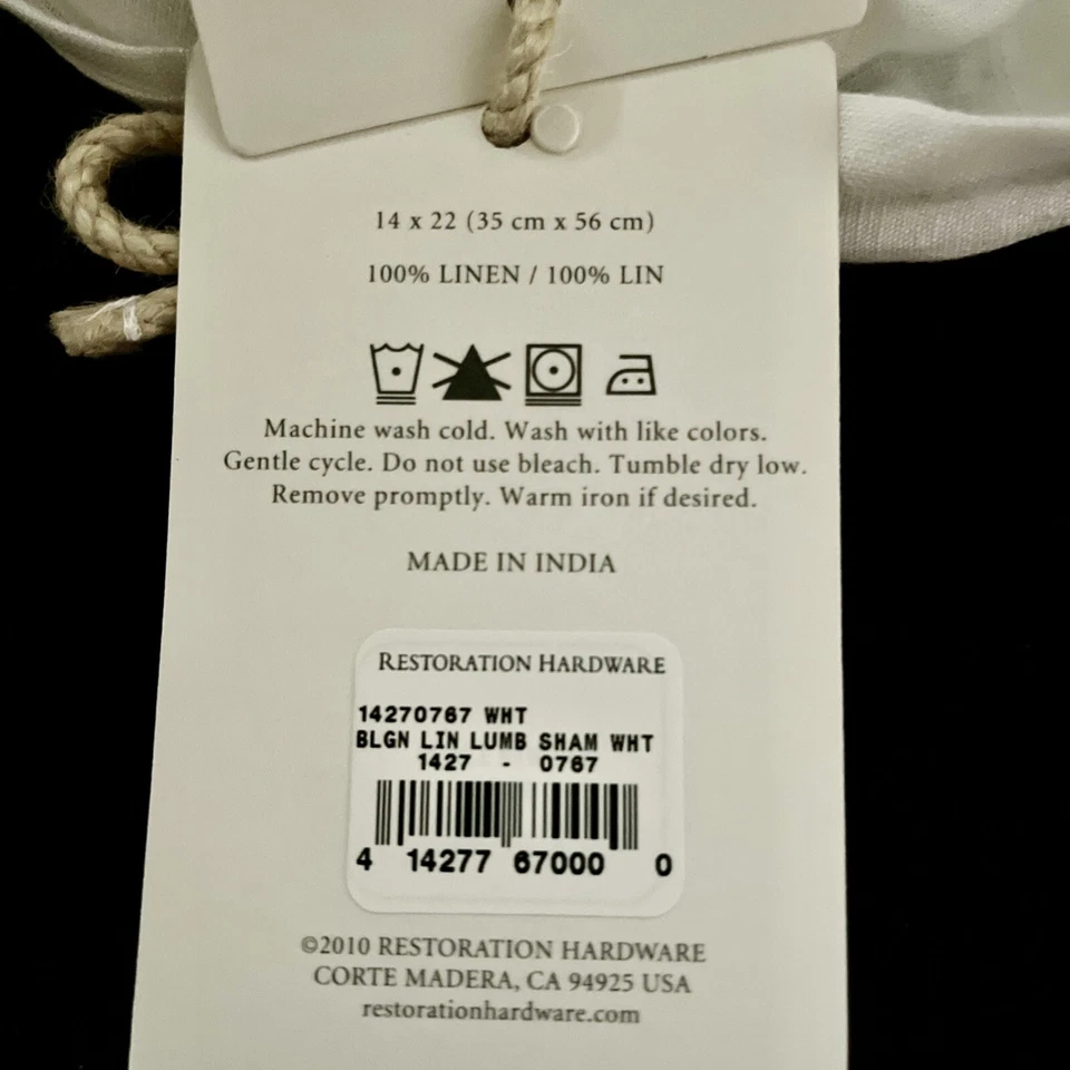 Hardware de restauración vintage lavado lino belga farsa lumbar BLANCO Foto 4 de 4