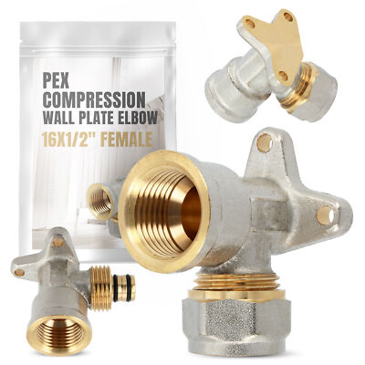PEX Bogen mit Wandscheibe 16x1/2'' IG Wasser Heizung V-Stück Schraubfitting