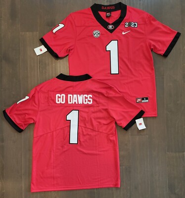 Go Dawgs #1 Georgia Bulldogs Red 2023 CFP Limited Stitched Jersey