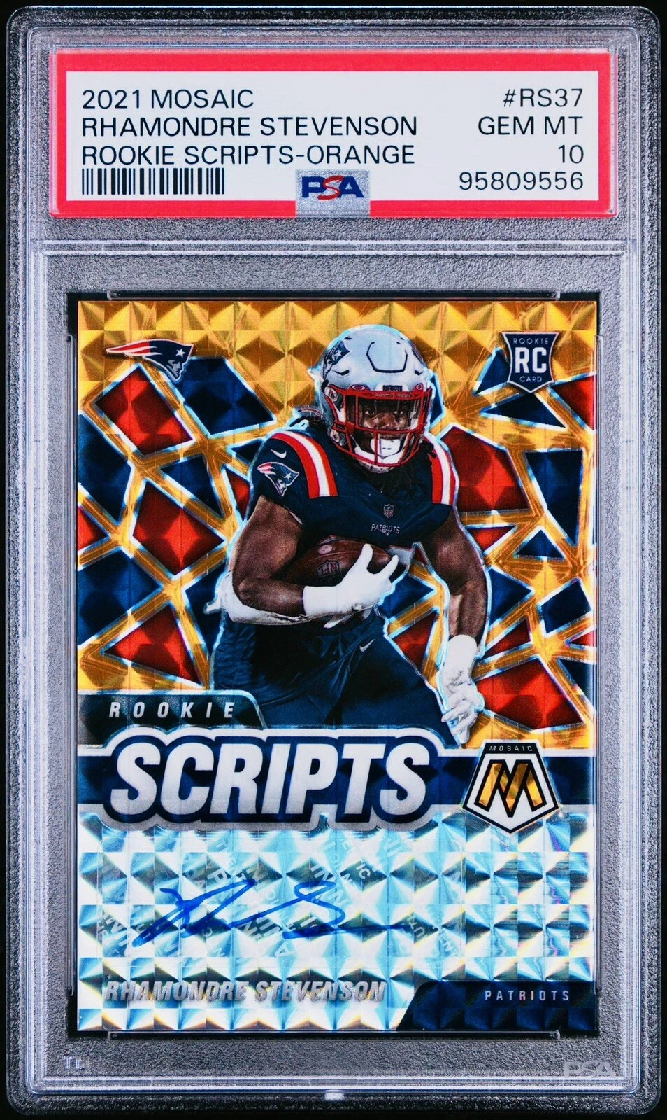 Rhamondre Stevenson Panini Mosaic Rookie Scripts #RS37 Orange