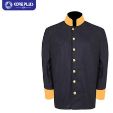Men's Civil War Union Officer's Sack Coat -yellow Solid Cuff  Collar, Navy Blue