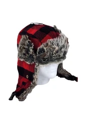 Men's Goodfellow & Co. Faux Fur Trapper Hat Red Plaid OSFM