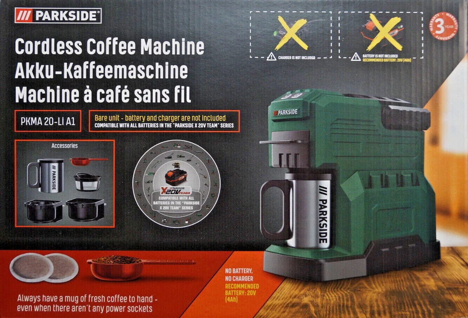 PARKSIDE 20V Akku Kaffeemaschine PKMA20-Li A1 Baustelle Mobile Kaffee Maschine - Bild 2 von 4