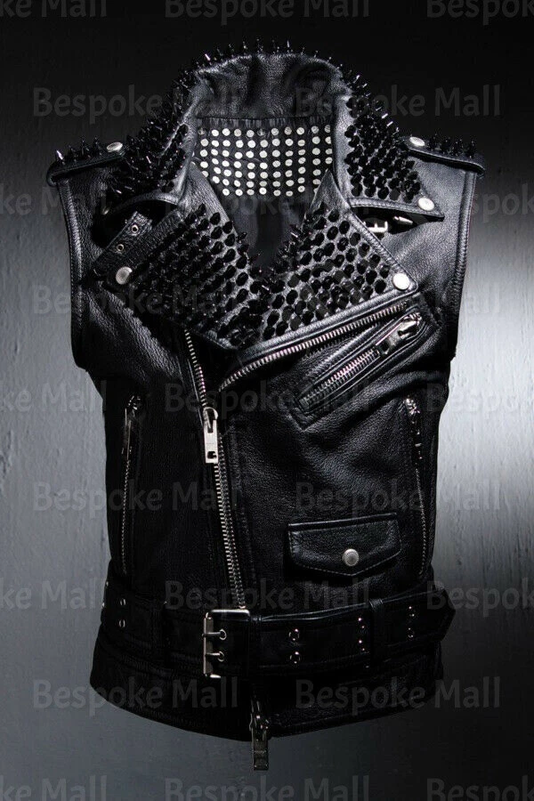 Studded leather vest mens cheap