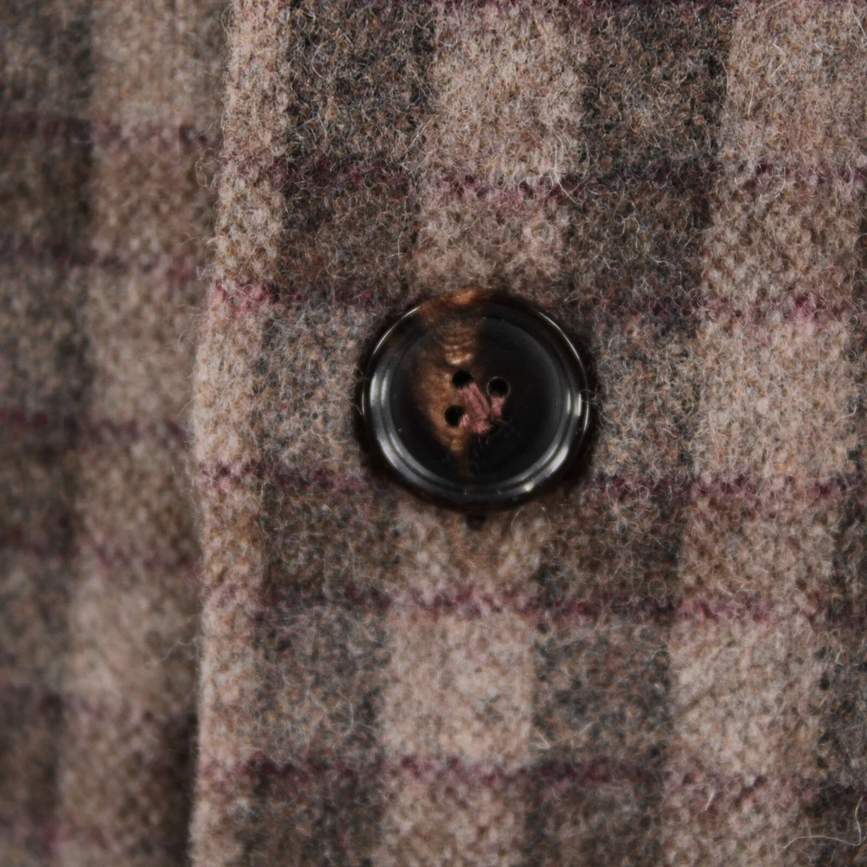 Sobrecamisa Luciano Barbera Nueva con Etiquetas Lana Cachemira Talla XL en Marrón con Cuadros Borgoña Foto 2 de 4