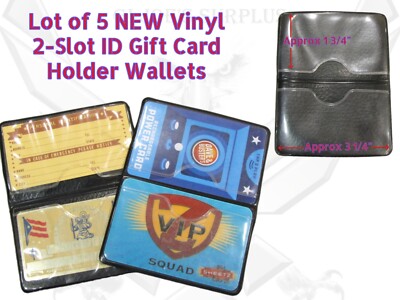 Lot of 5 New Vinyl 2 Slot ID Identification Gift Credit Card Holder Wallet WH1