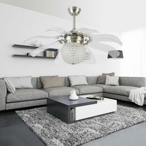Modern 42 Remote Control Crystal Ceiling Fan Light Take Off