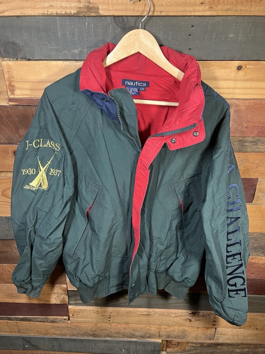 VINTAGE 90's NAUTICA SPELLOUT CHALLENGE J-CLASS HOODED