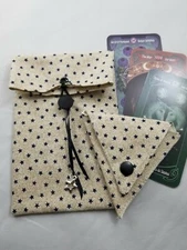 Tarot/Oracle Card Pouch Handmade Stars Stars with Charm PLUS Crystal Pouch