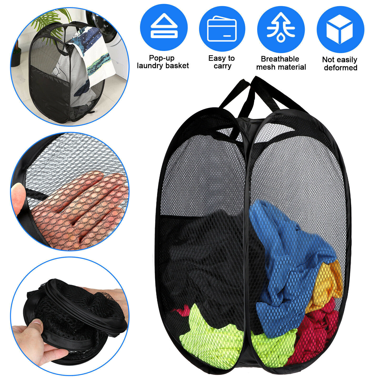 Laundry Hamper Basket Sorter Washing Clothes Storage Foldable Bag Bin Organizer-image