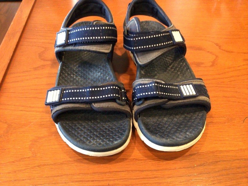Sandals Water Shoes Lands' End Pool Leather Mesh & Rip Grip Ankle Strap