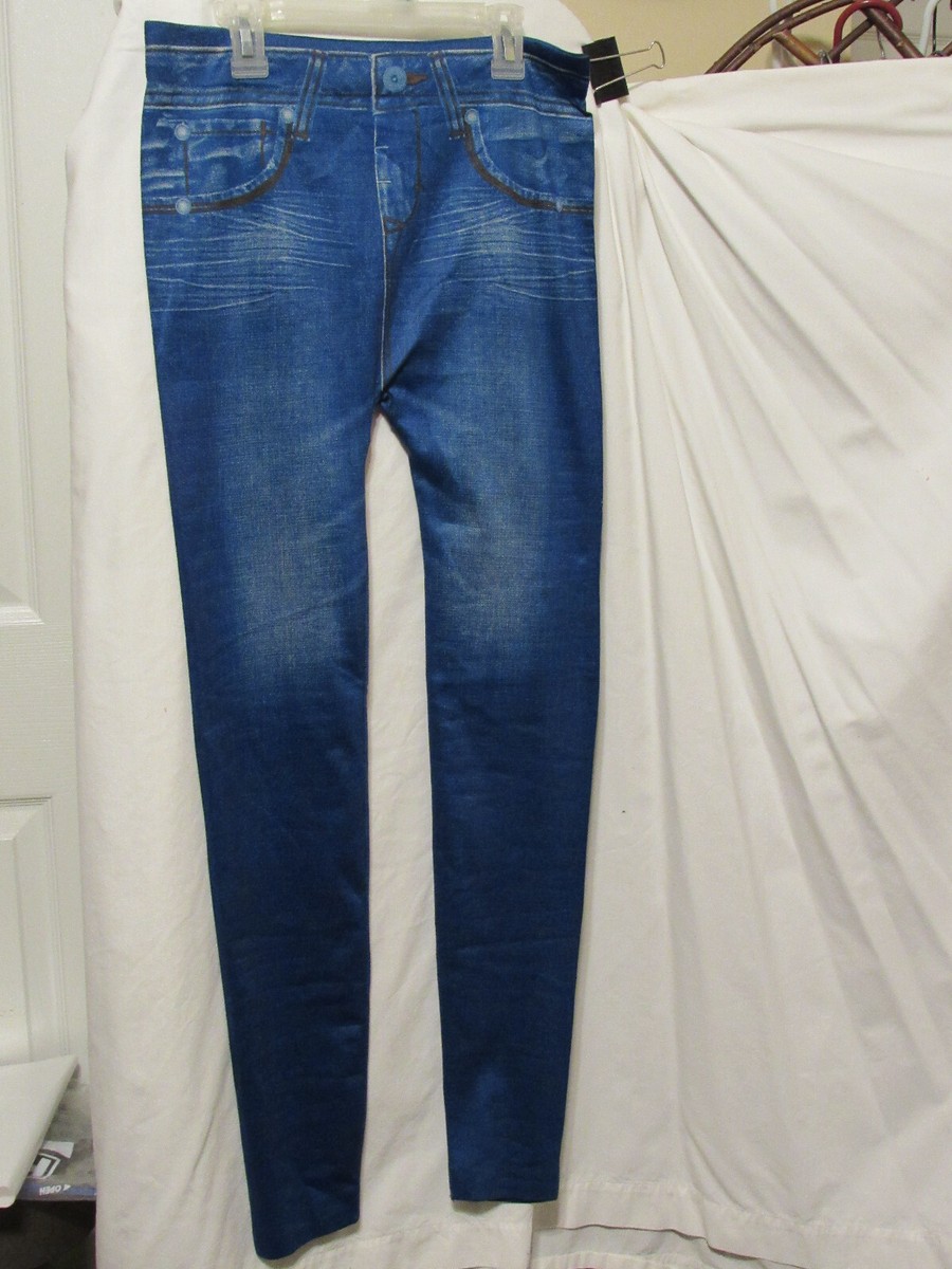 Girl womens Skinny Jeggings Stone wash poly/spandex Faux blue