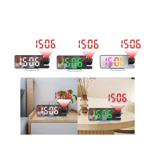 Projection Alarm Clock Day Mirror Large Display for Bedroom Ceiling Bedside - Picture 2 of 27