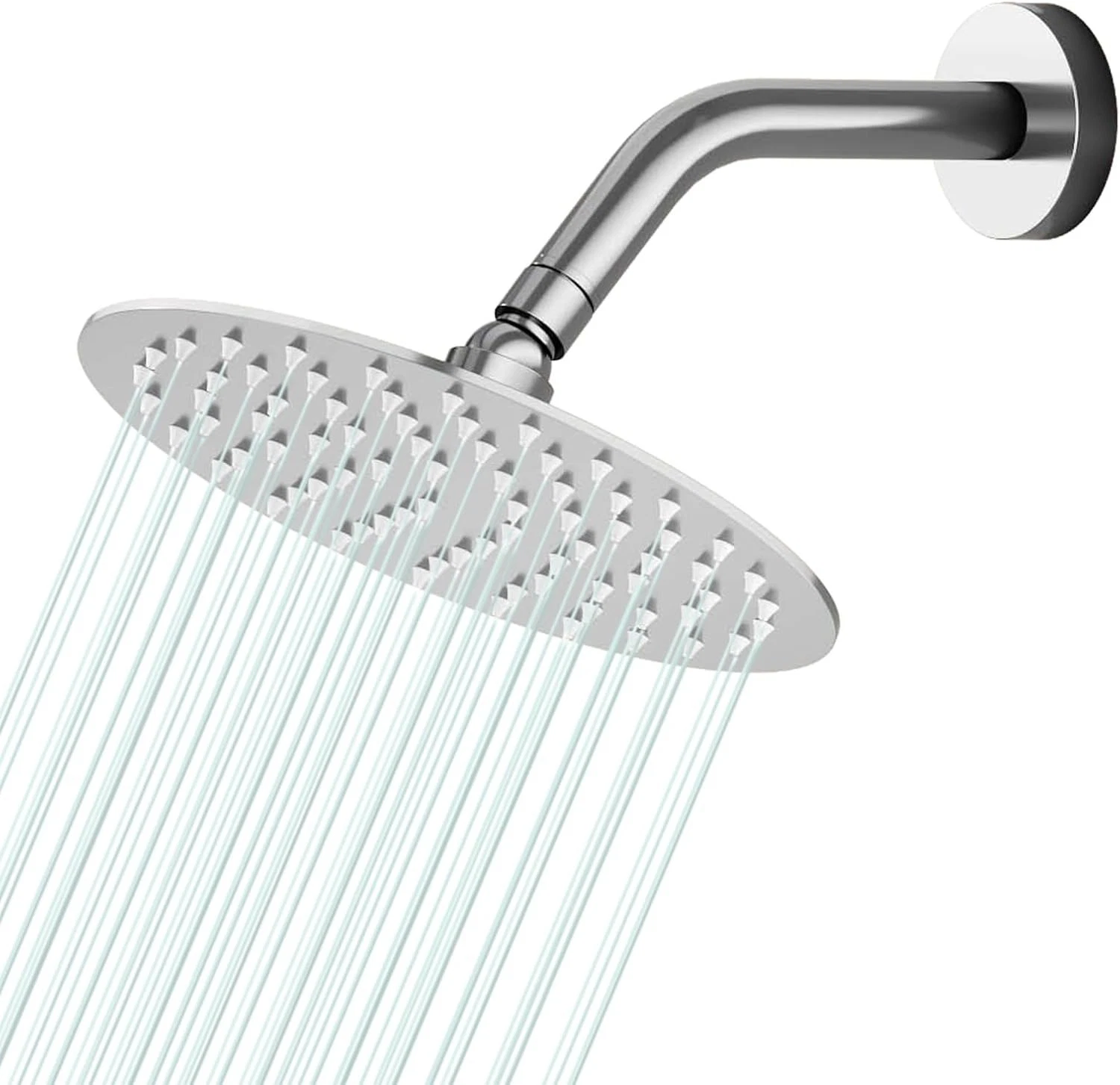 6 Inch Round Rainfall Shower Head High Flow Stainless Steel Anticlog Rubber Jets