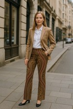 VTGRalph Lauren Paisley Corduroy Velvet Pants Womens 6P Brown Dark Academic