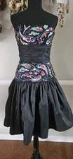 Vintage 1980s Victor Costa Sequined Black Cocktail Dress Mkd Sz 8