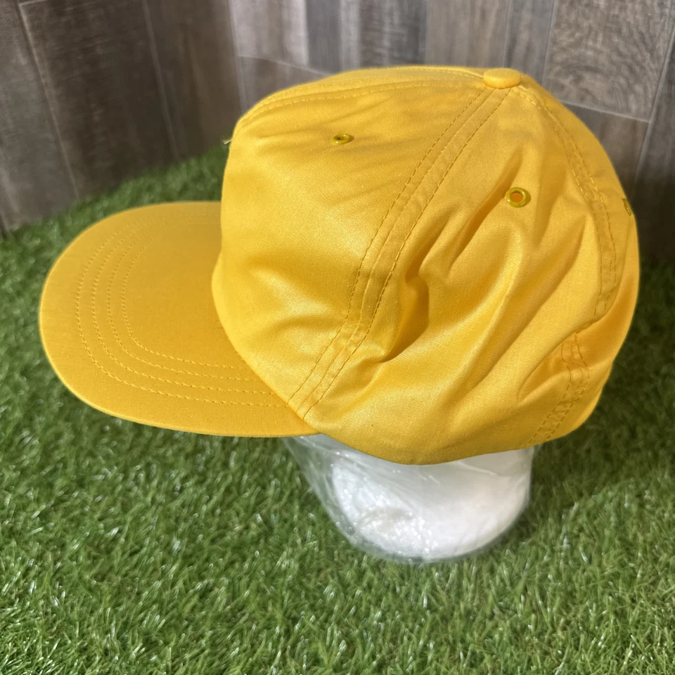Vintage Blank Yellow Satin Snapback Hat Shiny Nylon 80s 90s Style Cap Unbranded - Image 2 of 4