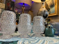 Vintage MCM Clear Indiana Glass Diamond Point Fairy Light  (One Lamp Only)