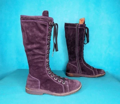rare bottes KICKERS vintage en cuir velours violet pointure 37 FR - Photo 1/4