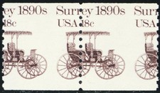 1902, Comme neuf NH 18¢ Surrey - Grande paire erreur de perforation erronée - Stuart Katz