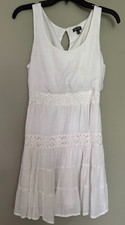Lily Rose-Summer White Breeze Lacy Beach Layered/Ruffle Tank  Lace Dress  Medium