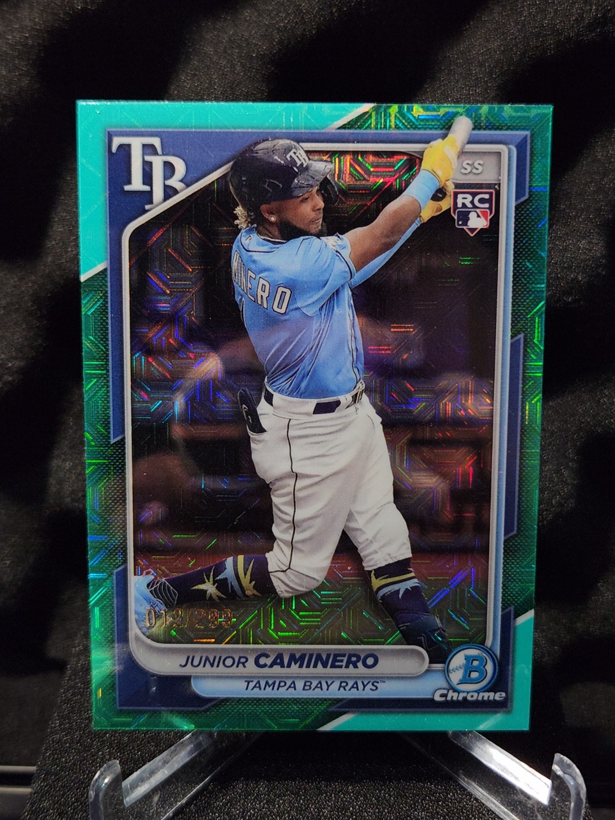 2024 Bowman Chrome - Junior Caminero #56 Mojo Refractor Aqua /299 (RC)