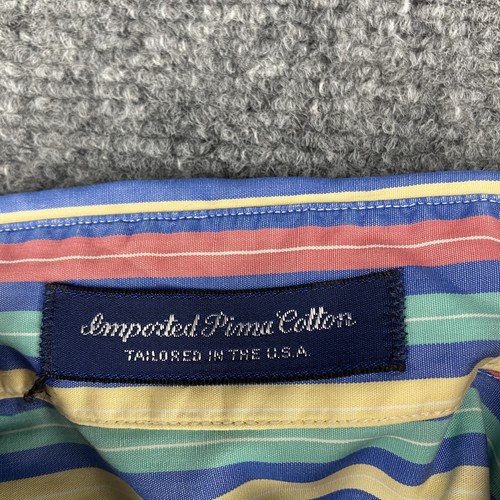 Vintage Pima Cotton Shirt Mens Large Multicolor Stripe Button Down USA - Picture 7 of 8