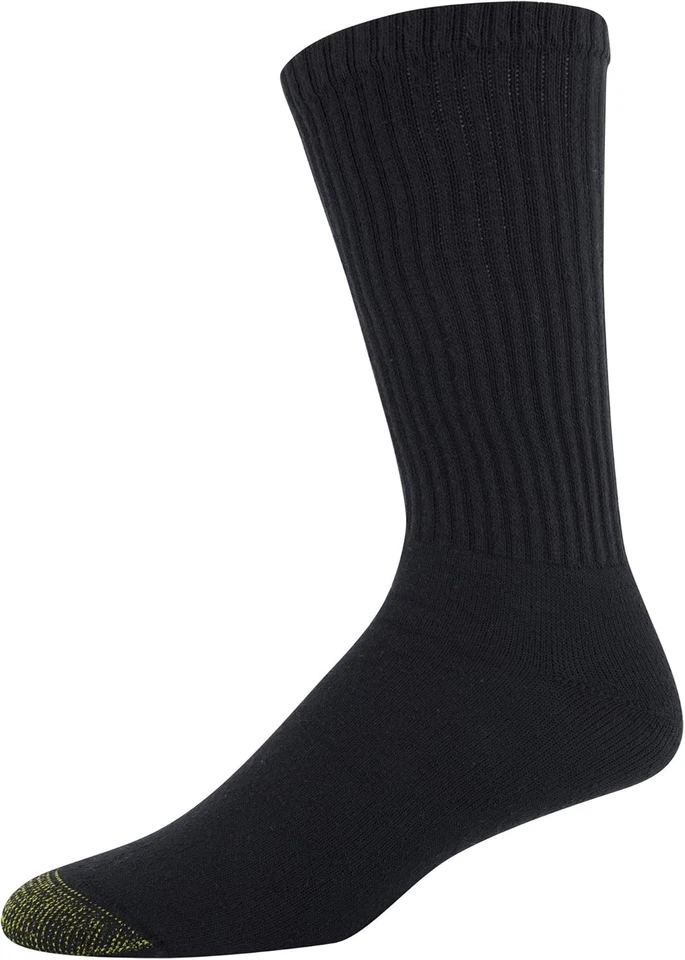 GOLDTOE Men's 656S Cotton Crew Athletic Socks, Multipairs Large, Black  - Image 3 of 4