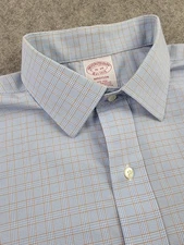 Brooks Brothers Madison Dress Shirt Men’s 16 35 Blue Plaid Supima Cotton Classic
