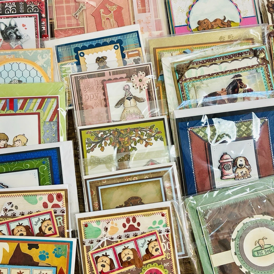 Lote de 50 tarjetas de felicitación hechas a mano a granel temáticas para perros múltiples ocasiones Foto 4 de 4