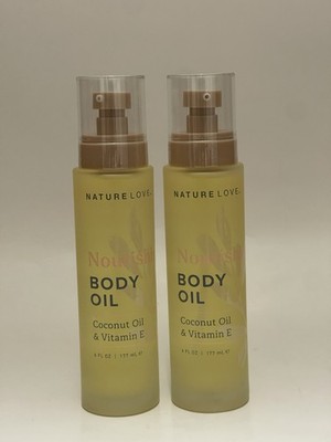 2-PACK Nature Love Nourishing Luxury Body Oil w Coconut & Vitamin E - LARGE 6 OZ