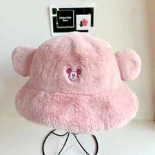 Japan Tokyo Disney Resort Ears Mickey limited Fluffy Winter Cap Bucket Hat Pink