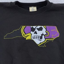 Vintage 90s East Carolina Pirates Sweatshirt Mens L Black Crewneck The Game USA