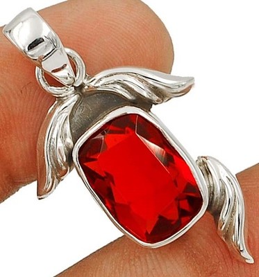 5 kt natürlicher Feuergranat 925 Sterlingsilber Anhänger Schmuck 1 1/2 Zoll lang @B13-4