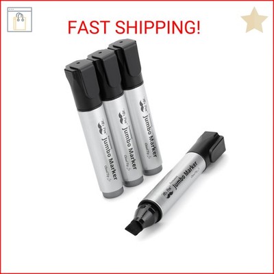Mr. Pen- Jumbo Permanent Markers, 4 Pack, Black, Chisel Tip, Wide Tip, Large, Th