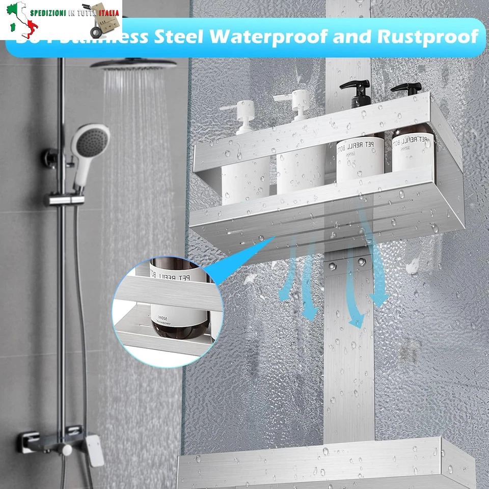 Mensola Doccia da Appendere, Porta Bagnoschiuma da Doccia in SUS304 Acciaio Inox - Immagine 3 di 4