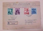 SWITZERLAND 1938 FDC  SET OF 4 PROJUVENTUTE REGISTERED  ZURICH TO NEW YORK USA