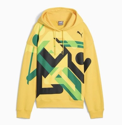 Puma Olympic Village Graphic Jamaica Yellow Hoodie NWT Men s Medium (E4)