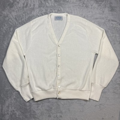 Vintage Arnold Palmer Signature Collection Cardigan Sweater Mens Large Ivory USA